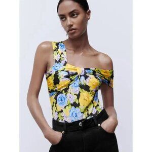 NEW ZARA Printed Knot Floral Bodysuit Size Small